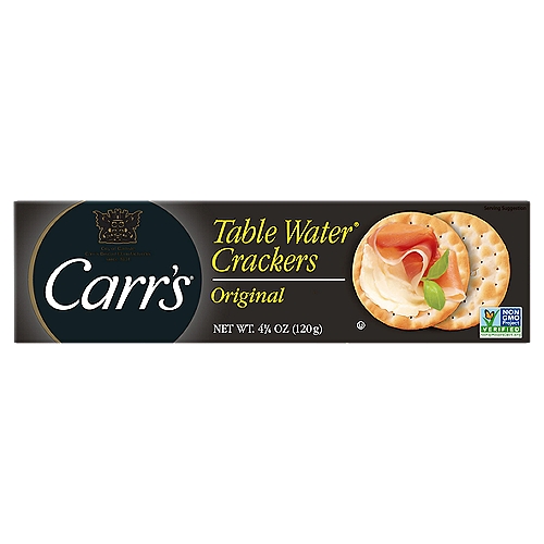 Carr's Table Water Original Crackers, 4.25 oz
Delicious and delightfully crisp, Carr's Original Table Water Crackers are made with quality ingredients and baked to perfection for a flavorful, flaky bite that's irresistible on its own or when paired with your favorite toppings. With a delicate texture and pleasant, enticing flavor, these Water Table Crackers make a wonderful canvas for your favorite toppings and dips including cheeses, fruit preserves, deli meats, and more. Carr's Crackers are the perfect addition to party platters for any occasion, from elegant holiday celebrations to casual get-togethers. Stock your pantry with Carr's Crackers so you are always prepared for impromptu soirées with family and friends. The crackers are conveniently contained so you can take them along on picnics, to an outdoor concert, or any other everyday out-of-home occasion. With an authentic taste that can be enjoyed simple or dressed up, at casual gatherings or sophisticated festivities, Carr's Crackers help make everyday moments better.