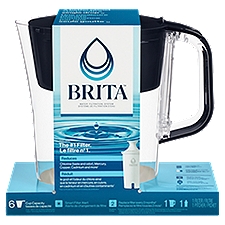 Brita Small 6 Cup Denali Water Filter Pitcher with 1 Brita Standard Filter, Black