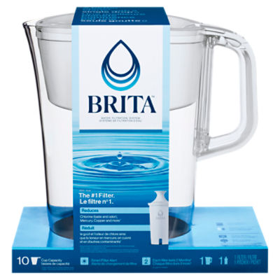 Brita Large 10 Cup Water Filter Pitcher with Smart Light Filter Reminder  and 2 Standard Filtes, Made Without BPA, White (Packaging May Vary)  (1512822)