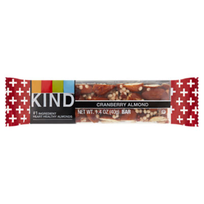 Kind Plus Cranberry Almond + Antioxidants with Macadamia Nuts Snack Bar, 1.4 oz