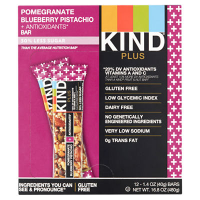 Kind Plus Pomegranate Blueberry Pistachio + Antioxidants Bar, 1.4 oz ...