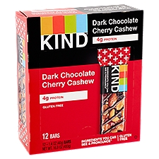 Kind Dark Chocolate Cherry Cashew Bars, 1.4 oz, 12 count