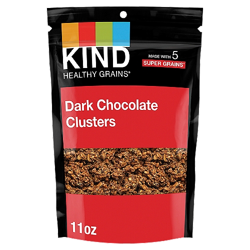 Kind Healthy Grains Dark Chocolate Whole Grain Clusters Granola, 11 oz
Oats. Millet. Buckwheat. Amaranth. Quinoa. Simple, right?
Kind Healthy Grains® clusters are delicious blends of whole ingredients, including five super grains, making them the perfect snack for your active lifestyle.
