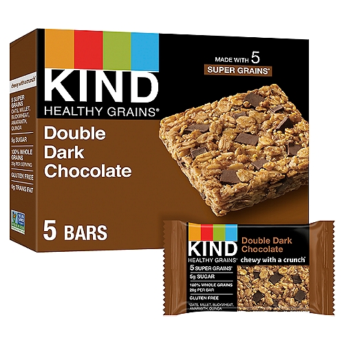 Kind Healthy Grains Double Dark Chocolate Granola Bars, 1.2 oz, 5 count