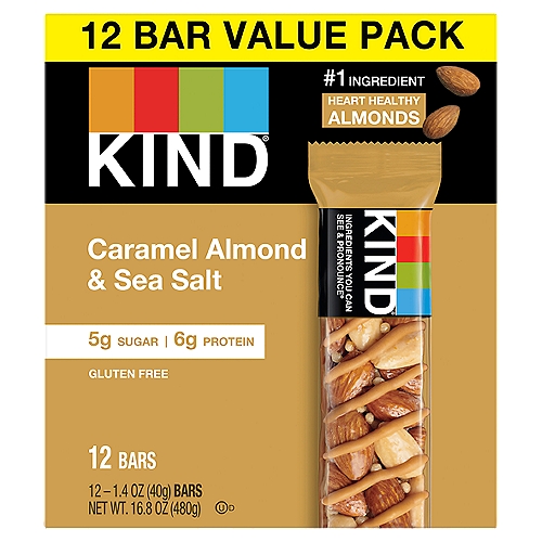 Kind Caramel Almond & Sea Salt Bars Value Pack, 1.4 oz, 12 count