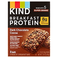 Kind Dark Chocolate Cocoa Breakfast Protein Bars, 1.76 oz, 4 count