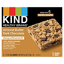 Kind Healthy Grains Almond Butter Dark Chocolate, Granola Bars, 1.2 Ounce