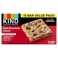 Kind Healthy Grains Dark Chocolate Chunk Granola Bars Value Pack, 1.2 oz, 15 count