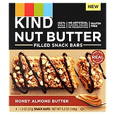 Kind Nut Butter Honey Almond Butter Filled Snack Bars, 1.3 oz, 4 count