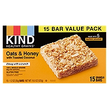 Kind Healthy Grains Oats & Honey with Toasted Coconut Granola Bars Value Pack, 1.2 oz, 15 count