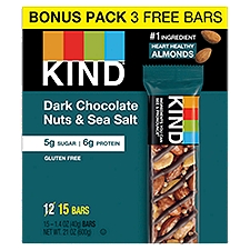 Kind Nuts & Sea Salt Dark Chocolate Bars Bonus Pack, 1.4 oz, 15 count