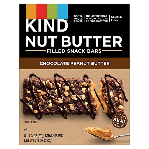 Kind Nut Butter Chocolate Peanut Butter Filled Snack Bars, 1.3 oz, 6 count