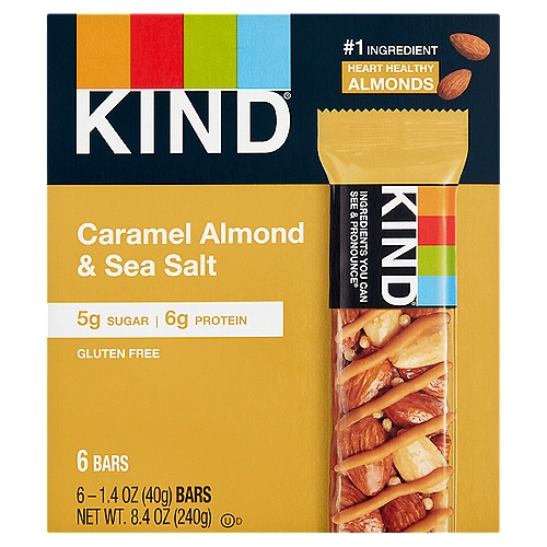 Kind Caramel Almond & Sea Salt Bars, 1.4 oz, 6 count
Ingredients you can see & pronounce®