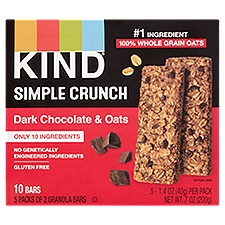 Kind Simple Crunch Dark Chocolate & Oats Granola Bars, 1.4 oz, 5 count