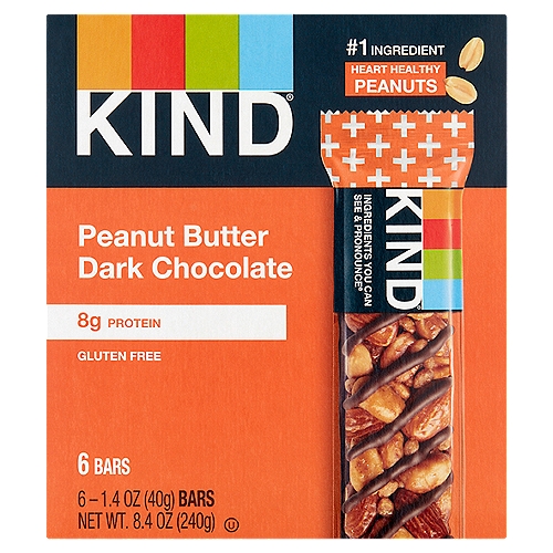 Kind Peanut Butter Dark Chocolate Bars, 1.4 oz, 6 count
Ingredients you can see & pronounce®