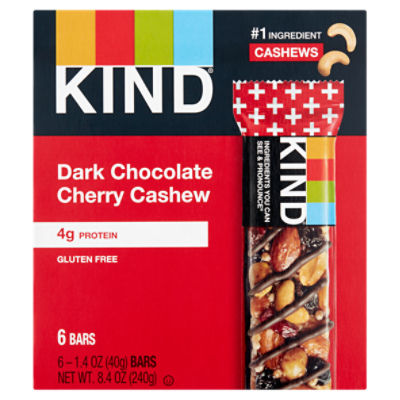 Kind Dark Chocolate Cherry Cashew Bars, 1.4 oz, 6 count