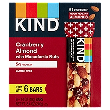 Kind Cranberry Almond with Macadamia Nuts Bars, 1.4 oz, 6 count, 8.4 Ounce