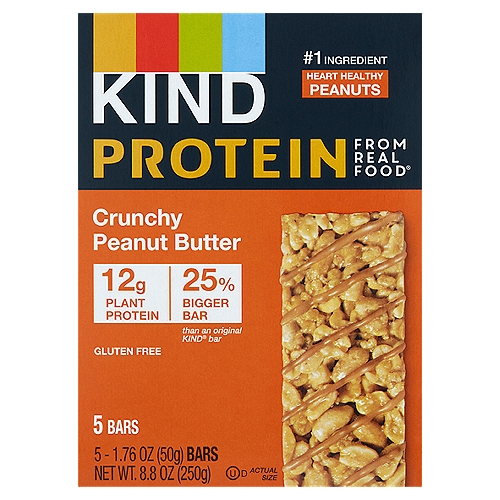 Kind Protein from Real Food Crunchy Peanut Butter Bars, 1.76 oz, 5 count