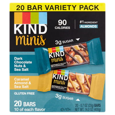 Kind Minis Bars Variety Pack, 0.7 oz, 20 count