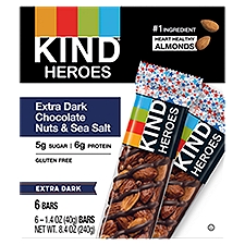 Kind Heroes Extra Dark Chocolate Nuts & Sea Salt Bars, 1.4 oz, 6 count
