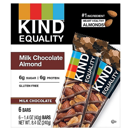Kind Equality Milk Chocolate Almond Bars, 1.4 oz, 6 count
Ingredients you can see & pronounce®