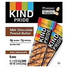 Kind Pride Milk Chocolate Peanut Butter Bars, 1.4 oz, 6 count, 8.4 Ounce