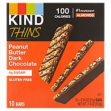 Kind Thins Peanut Butter Dark Chocolate Bars, 0.74 oz, 10 count