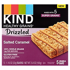 Kind Healthy Grains Drizzled Salted Caramel Granola Bars, 1.16 oz, 5 count, 5.8 Ounce
