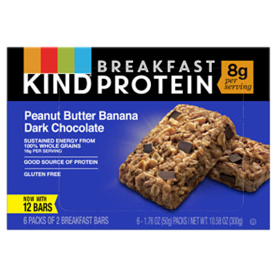 Kind Peanut Butter Banana Dark Chocolate Breakfast Protein Bars, 1.76 oz, 6 count