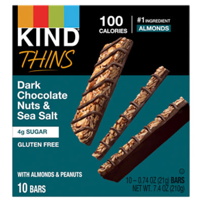Kind Thins Dark Chocolate Nuts & Sea Salt Bars, 0.74 oz, 10 count