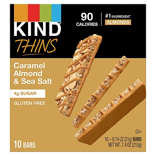 Kind Thins Caramel Almond & Sea Salt Bars, 0.74 oz, 10 count