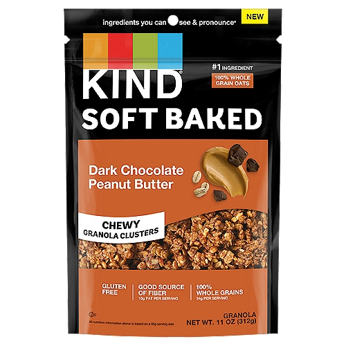 Kind Soft Baked Dark Chocolate Peanut Butter Chewy Granola Clusters, 11 oz
