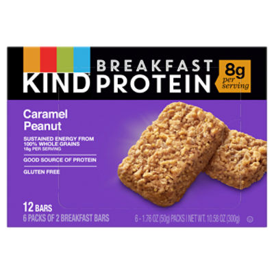 Kind Caramel Peanut Breakfast Protein Bars, 1.76 oz, 6 count