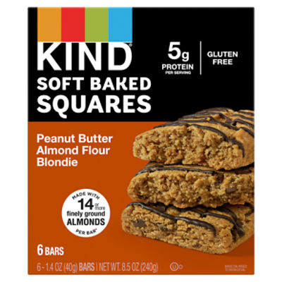 Kind Peanut Butter Almond Flour Blondie Soft Baked Squares Bars, 1.4 oz, 6 count