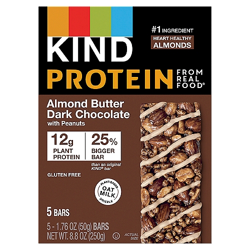 Kind Almond Butter Dark Chocolate with Peanuts Protein Bars, 1.76 oz, 5 count