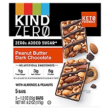 Kind Zero Peanut Butter Dark Chocolate Bars, 1.2 oz, 5 count
