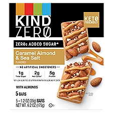 Kind Zero Caramel Almond & Sea Salt Flavored Bars, 1.2 oz, 5 count
