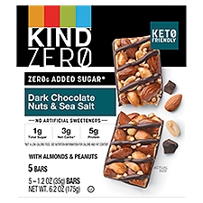 Kind Zero Dark Chocolate Nuts & Sea Salt Bars, 1.2 oz, 5 count