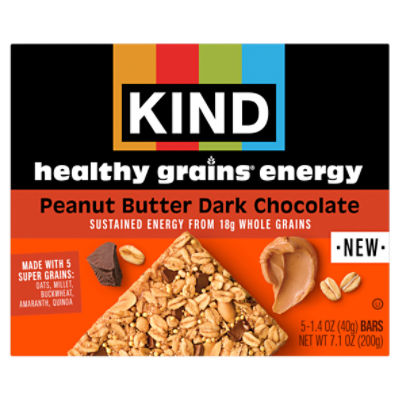 Kind Healthy Grains Peanut Butter Dark Chocolate Energy Bars, 1.4 oz, 5 count