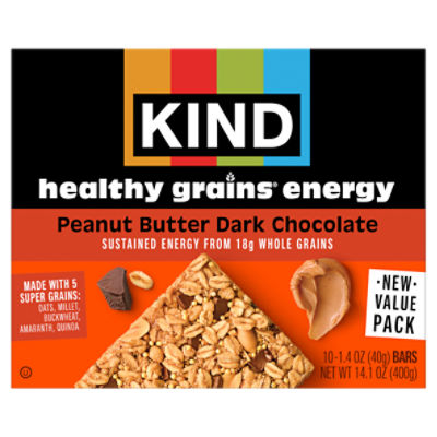 Kind Healthy Grains Peanut Butter Dark Chocolate Energy Bars Value Pack, 1.4 oz, 10 count