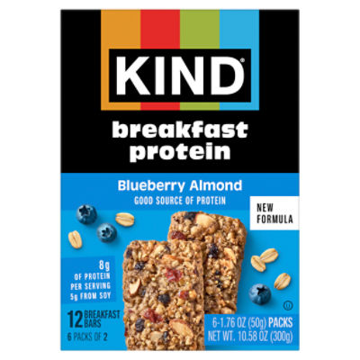 Kind Blueberry Almond Protein Breakfast Bars, 1.76 oz, 6 count