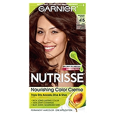 Garnier Nutrisse Raspberry Truffle 415 Soft Mahogany Dark Brown Permanent Haircolor, one application