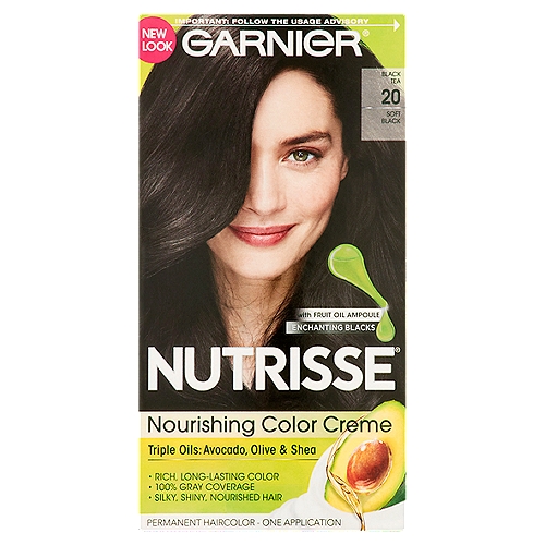 Garnier Nutrisse Soft Black Tea 20 Permanent Haircolor, one application