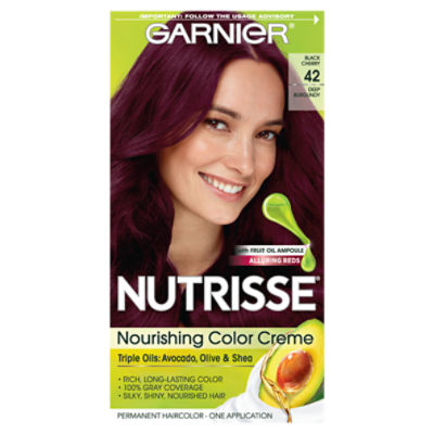 Garnier Nutrisse Black Cherry 42 Deep Burgundy Permanent Haircolor, one application, 1 Each