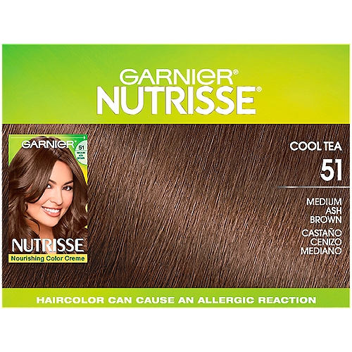 Garnier Nutrisse Cool Tea 51 Medium Ash Brown Permanent Haircolor, one  application