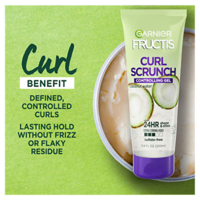 Garnier Fructis Gel, 6.8 Curl Scrunch fl Coconut Controlling oz Water