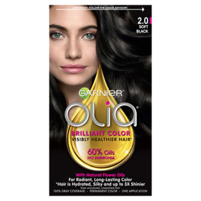 Garnier Olia 2.0 Soft Black Permanent Haircolor, one application
