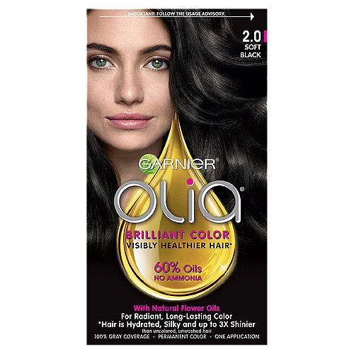 Garnier Olia 2.0 Soft Black Permanent Haircolor, one application
