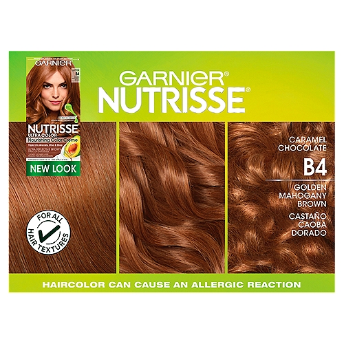 Garnier Nutrisse Caramel Chocolate B4 Golden Mahogany Brown Permanent  Haircolor, one application