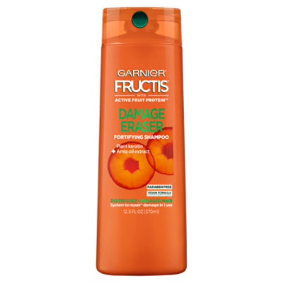 Garnier Fructis Damage Eraser Fortifying Shampoo, for Damaged Hair, Paraben  Free, 12.5 fl.
